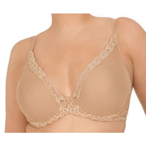 Natori‎ Feathers Bra 32G Nude Contour Plunge Lace Underwire Plunge Back Closure - Picture 3 of 7